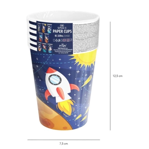 Kubeczki na urodziny kosmos rakieta planeta 8x